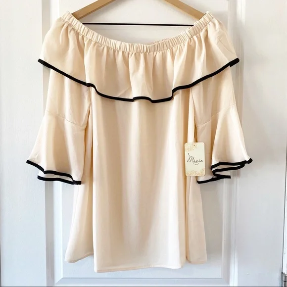 NWT MISIA peach off the shoulder blouse - Picture 3 of 7